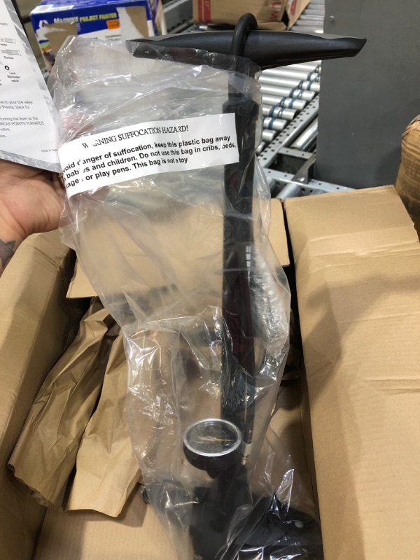 Photo 1 of Vibrelli Bike Floor Pump with Gauge & Puncture Kit - 160 PSI - Presta Valve Bike Pump Switches to Schrader - High Pressure Bicycle Pump
