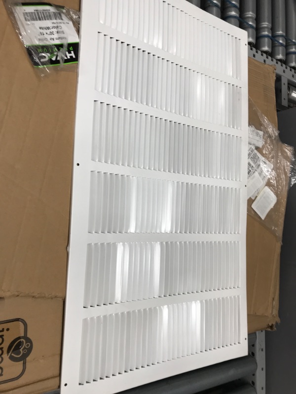 Photo 2 of 30"w X 16"h Steel Return Air Grilles - Sidewall and Ceiling - HVAC Duct Cover - White [Outer Dimensions: 31.75"w X 17.75"h]
