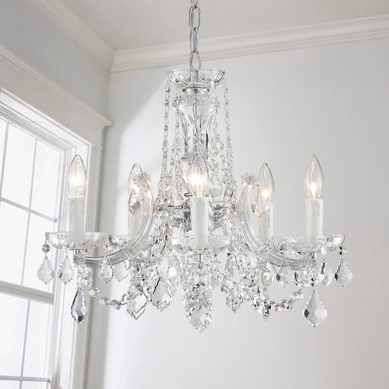 Photo 1 of **see notes section**
AGV LIGHTING Modern Chandelier Light Fixture, Maria Therese Chandelier, Crystal Pendant Chandelier, Silver Chandelier Crystals with 5-Lights, Chain Adjustable
