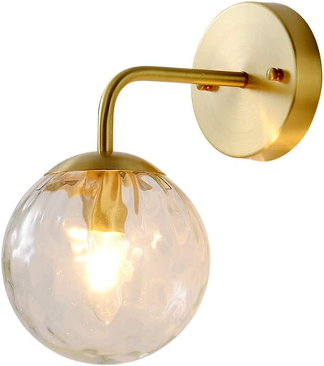 Photo 1 of Modo Lighting Modern1-Light Glass Globe Wall Sconce Brass Wall Lighting with Clear Glass Shade Wall Mounted Fixture for Bathroom Living Room Vanity Hallway