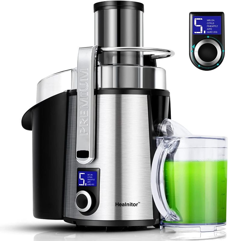 Photo 1 of 1000W 5-SPEED LCD Screen Centrifugal Juicer Machines Vegetable and Fruit, Healnitor Juice Extractor with Big Adjustable 3" Big Mouth, Easy Clean, BPA-Free, High Juice Yield, Silver