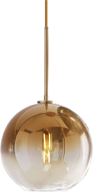 Photo 1 of KCO Lighting Modern Gold Glass Pendant Light Mid Century Hanging Light Fixture Globe Shade Bedside Lamp Metal Ceiling Chandelier for Kitchen Island Hallway