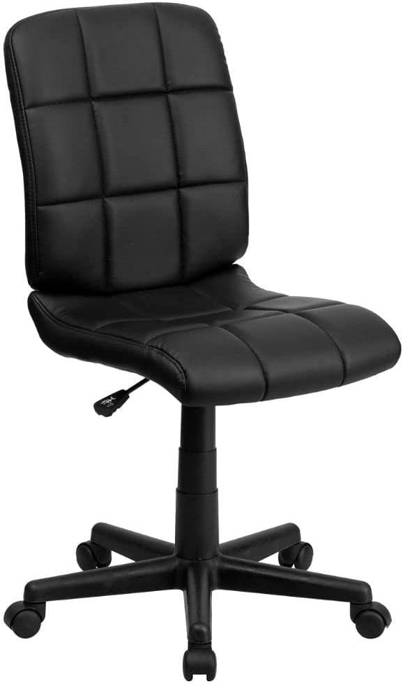 Photo 1 of Flash Furniture Mid-Back Black Quilted Vinyl Swivel Task Office Chair