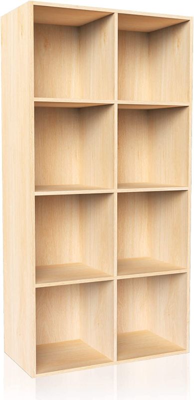 Photo 1 of 8 Cube Storage Organizer, Oak 8 Storage Cubes Bookcase Shelf Standing Display Small Bookshelf for Office, Bedroom, Living Room, Study Room Home Furniture