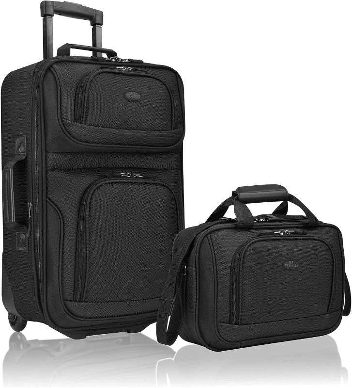 Photo 1 of U.S. Traveler Rio Rugged Fabric Expandable Carry-on Luggage Set, Black, 2 Wheel, Set of 2