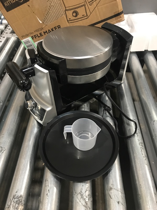 Photo 1 of Flip Belgian Waffle Maker KITIDEA, 180°Rotate Non-Stick Waffle Iron & 6 Browning Settings, Stainless Steel, Classic 1" Thick Waffles, Indicator Lights, Removable Drip Tray, Single, 1000W