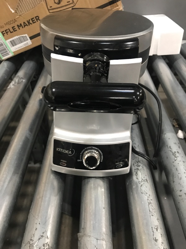 Photo 1 of Flip Belgian Waffle Maker KITIDEA, 180°Rotate Non-Stick Waffle Iron & 6 Browning Settings, Stainless Steel, Classic 1" Thick Waffles, Indicator Lights, Removable Drip Tray, Single, 1000W