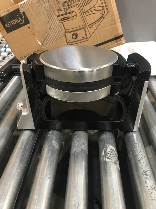 Photo 1 of Flip Belgian Waffle Maker KITIDEA, 180°Rotate Non-Stick Waffle Iron & 6 Browning Settings, Stainless Steel, Classic 1" Thick Waffles, Indicator Lights, Removable Drip Tray, Single, 1000W