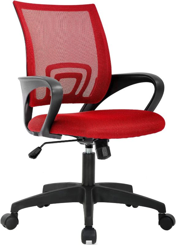 Photo 1 of Home Office Chair Ergonomic Desk Chair Mesh Computer Chair with Lumbar Support Armrest Executive Rolling Swivel Adjustable Mid Back Task Chair for Women Adults (Red)
