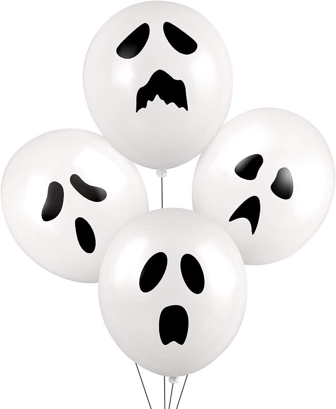 Photo 1 of 100 Pieces Ghost Latex Balloons Halloween Ghost Balloons 12 Inch Party Balloon Decorations for Halloween Party Decorations Supplies, Halloween Party Favors
