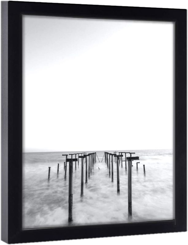 Photo 1 of 39x26 Picture Frames Black Frame - Ready to Hang Solid Pine Wood Poster Frame - Polished Glass Front Clear Plexiglass Display Photograph - Hanging Hardware Included - Home Décor - Wall Art - 39 x 26
