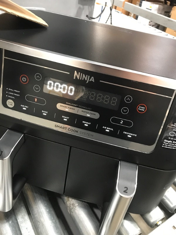 Photo 3 of Ninja DZ550 Foodi 10 Quart 6-in-1 DualZone Smart XL Air Fryer with 2 Independent Baskets, Smart Cook Thermometer for Perfect Doneness, Match Cook & Smart Finish to Roast, Dehydrate & More, Grey
