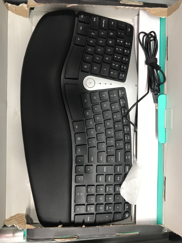 Photo 2 of Nulea Ergonomic Keyboard, Wired Split Keyboard with Pillowed Wrist and Palm Support, Featuring Dual USB Ports, Natural Typing Keyboard for Carpal Tunnel, Compatible with Windows/Mac
