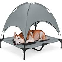 Photo 1 of *MISSING CANOPY* Best Choice Products 36in Outdoor Raised Mesh Cot Cooling Dog Pet Bed w/ Removable Canopy, Travel Bag - Gray
