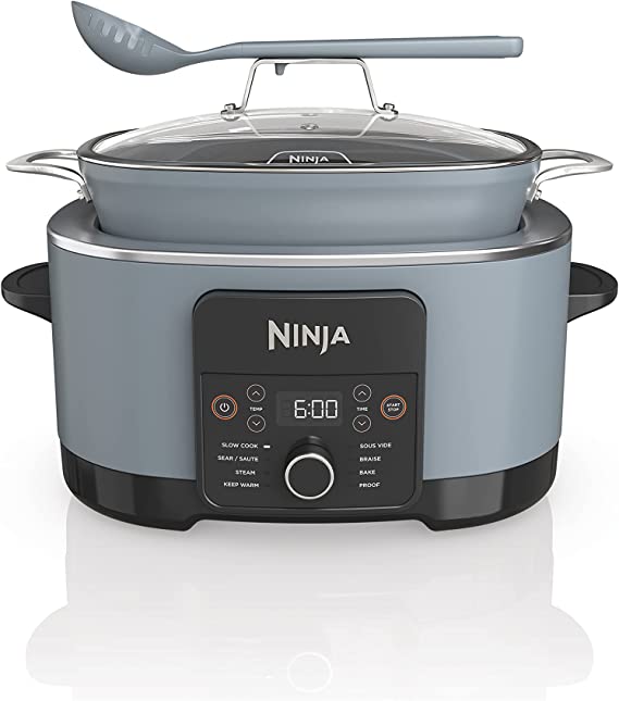 Photo 1 of Ninja MC1001 Foodi PossibleCooker PRO 8.5 Quart Multi-Cooker, with 8-in-1 Slow Cooker, Dutch Oven, Steamer & More, Glass Lid & Integrated Spoon, Nonstick, Oven Safe Pot to 500°F, Sea Salt Gray
