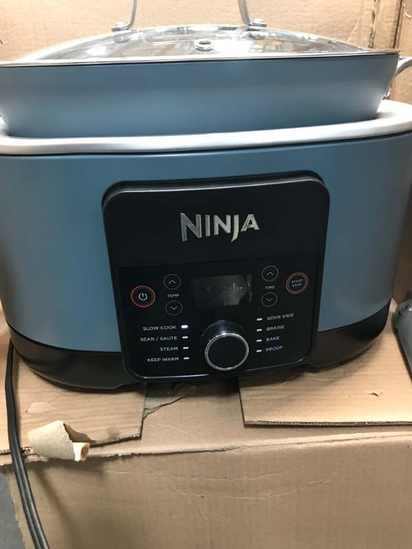 Photo 1 of Ninja MC1001 Foodi PossibleCooker PRO 8.5 Quart Multi-Cooker, with 8-in-1 Slow Cooker, Dutch Oven, Steamer & More, Glass Lid & Integrated Spoon, Nonstick, Oven Safe Pot to 500°F, Sea Salt Gray
