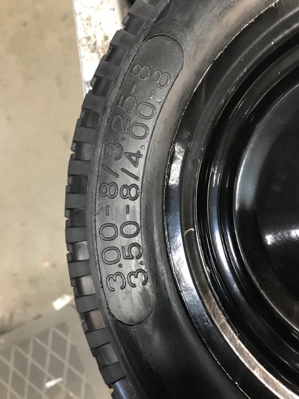Photo 1 of AR-PRO 4.80/4.00-8" Flat Free Tire - 14.5”D x 3.2”W Universal Solid Wheelbarrow Tire with 3” Hub and 5/8” Axles – Extra Adapter kit includes 3/4” Ball Bearings, 1” and 1/2” Nylon Spacers 1 14.5"
