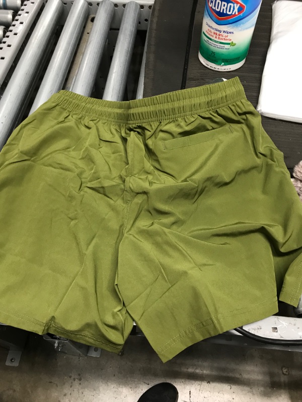 Photo 2 of Biwisy Mens Swim Trunks Quick Dry Swim Shorts with Mesh Lining Funny Beach Shorts Army green