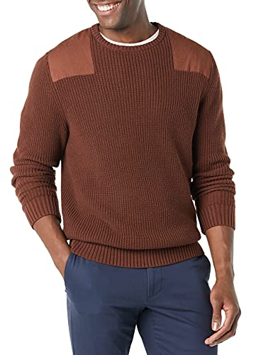 Photo 1 of Goodthreads Men's Soft Cotton Military Sweater, Chocolate, X-Small
