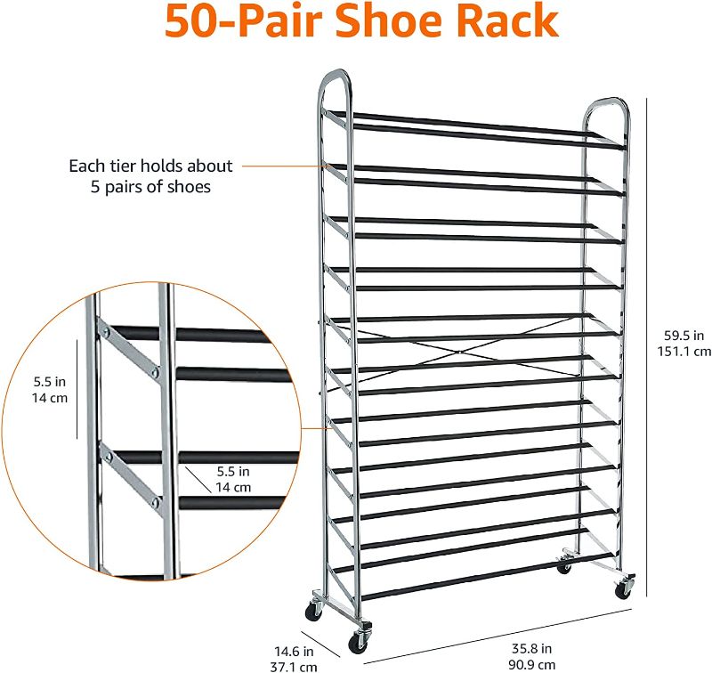 Photo 2 of Amazon Basics 50-Pair Shoe Rack Organizer
