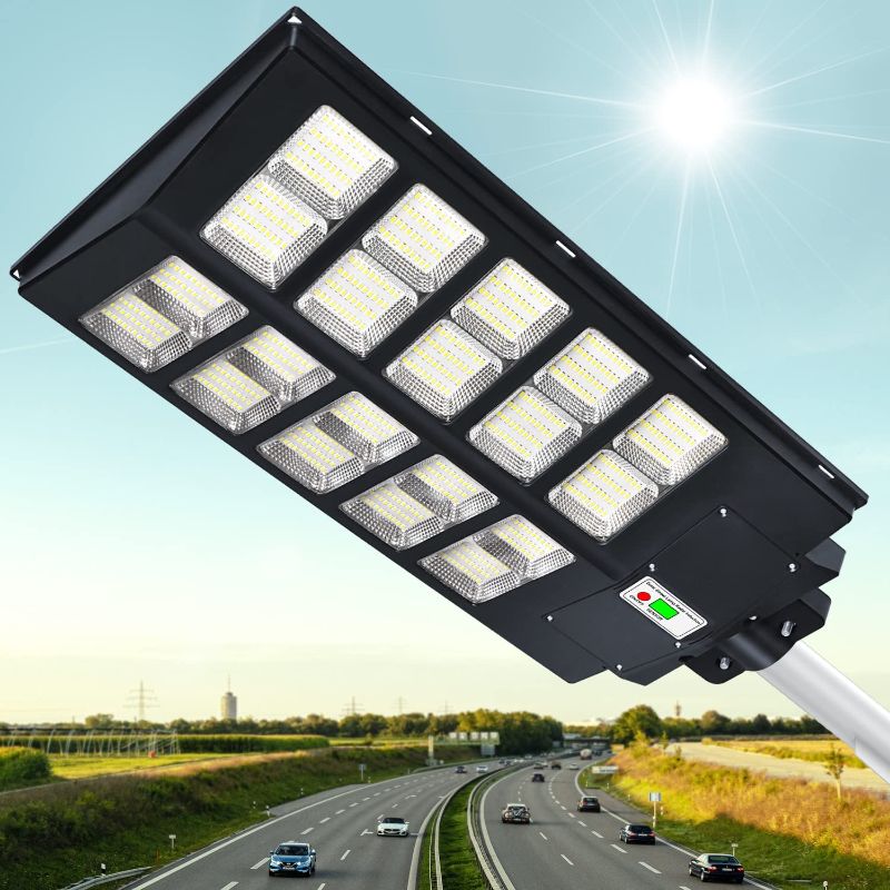 Photo 1 of A-ZONE 800W Solar Street Lights Outdoor, Waterproof High Brightness Dusk to Dawn LED Lamp, with Motion Sensor and Remote Control, for Parking Lot, Yard, Garden, Patio, Stadium, Piazza
