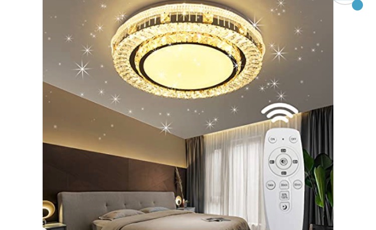 Photo 1 of Crystal Flush Mount LED Ceiling Light,45W 18.9Inches, Warm White/Day Light/ Cool White Adjustable Ceiling Lamp with Remote Control?Dimmable Round Lighting Suitable for Bedroom, Living Room, Office
 

 
 
 
 
 
 
