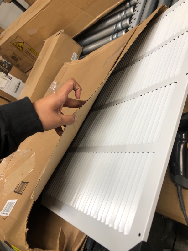 Photo 2 of 24"w X 14"h Steel Return Air Grilles - Sidewall and Ceiling - HVAC Duct Cover - White [Outer Dimensions: 25.75"w X 15.75"h]