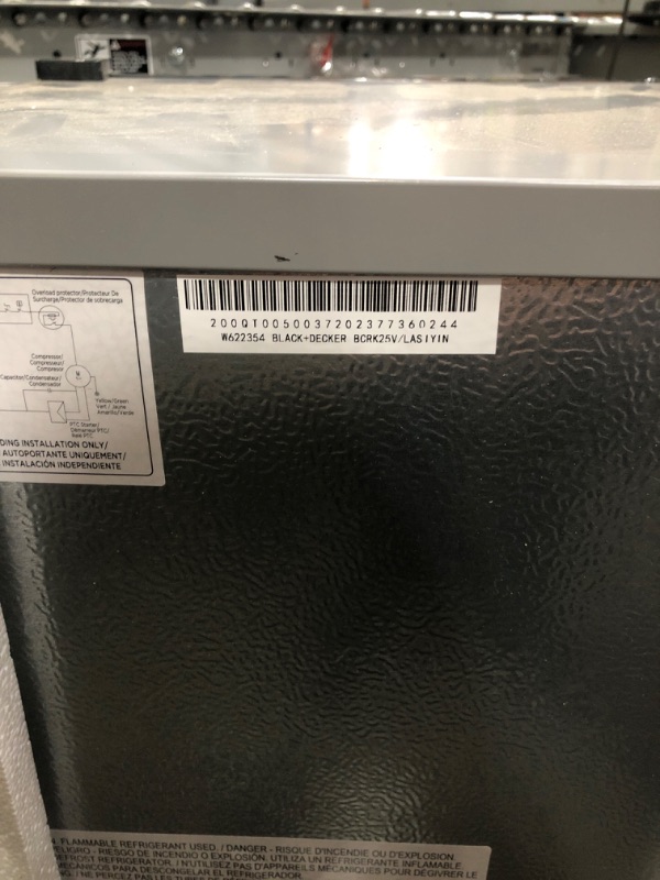 Photo 4 of ***PARTS ONLY*** BLACK+DECKER BCRK25V Compact Refrigerator Energy Star Single Door Mini Fridge with Freezer