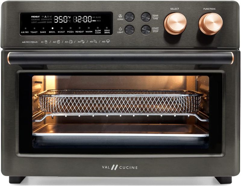 Photo 1 of **USED-NEEDS CLEANING**
VAL CUCINE 26.3 QT/25 L Extra-Large Smart Air Fryer Toaster Oven, 10-in-1 Convection Countertop Oven Combination, Black Matte Stainless Steel
