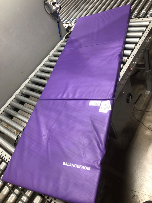 Photo 1 of Balancefrom 1.5" Thick Tri-Fold Folding Exercise Mat with Carrying Handles for MMA, Gymnastics and Home Gym Protective Flooring (Purple)