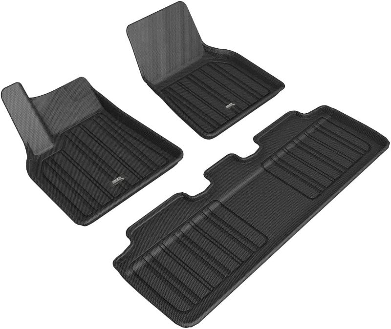 Photo 1 of 3D MAXpider Custom Fit All-Weather Car Floor Mats Liners for Tesla Model Y 2020-2021 ELITECT Series (Complete Set, Black)
