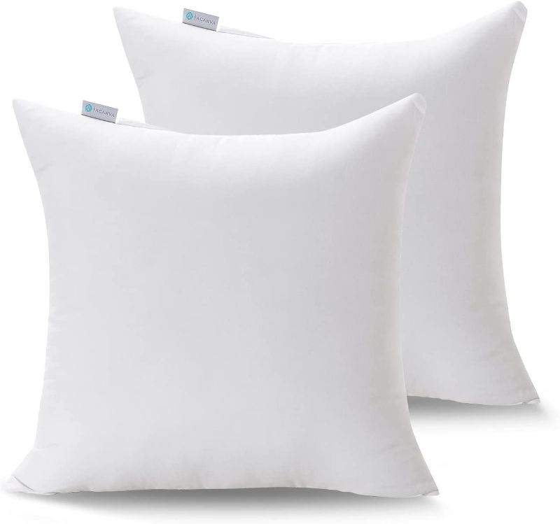 Photo 1 of Acanva Decorative Throw Pillow Inserts for Sofa, Bed, Couch and Chair, Square Euro Sham Form Stuffer with Premium Polyester Microfiber, 2 Count (Pack of 2), White 24"x24" 