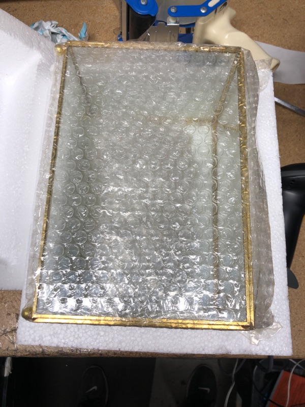 Photo 2 of WOW.HUH Handmade 10.24 X 6.3 X 8.27 inch Gold Glass Card Box with Slot, Lock and 6 Cards for Wedding Reception, Birthdays Party Card Holder, Greeting Card Collection