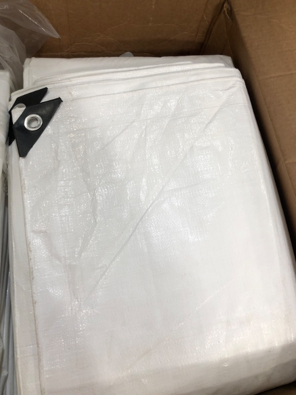 Photo 4 of 20x30 Multi-Purpose White Heavy Duty DRY TOP Poly Tarp (20'x30') 