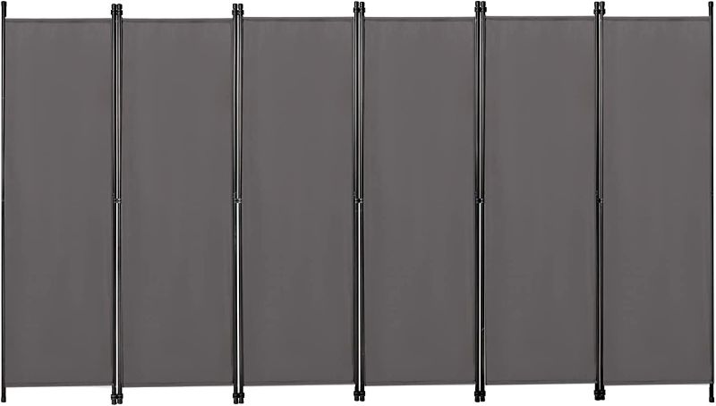 Photo 1 of 6-Panel Outdoor/Indoor Room Divider, Screen Movable Room Screen Separator Wall Protective Privacy Furniture Indoor Bedroom(Grey)
