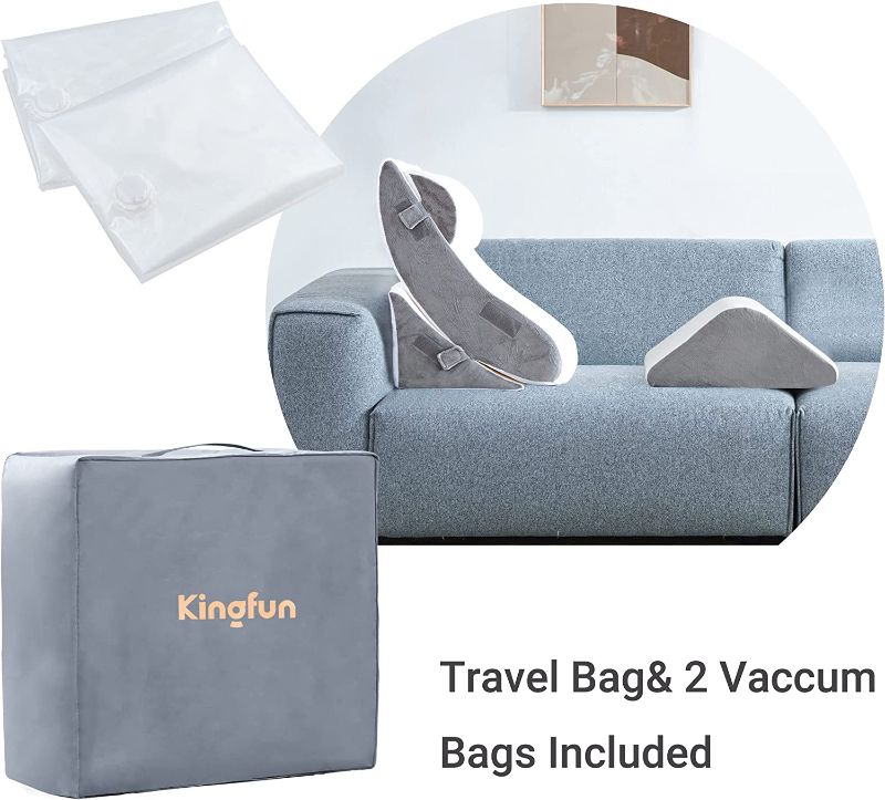 Photo 1 of Kingfun 4pcs Orthopedic Bed Wedge Pillow Set, Post Surgery Memory Foam Wedge Pillows for Sleeping, Adjustable Leg, Back Support, Arm Pillow, Sitting Up Bed Rest Sleep Pillow with Travel Bag