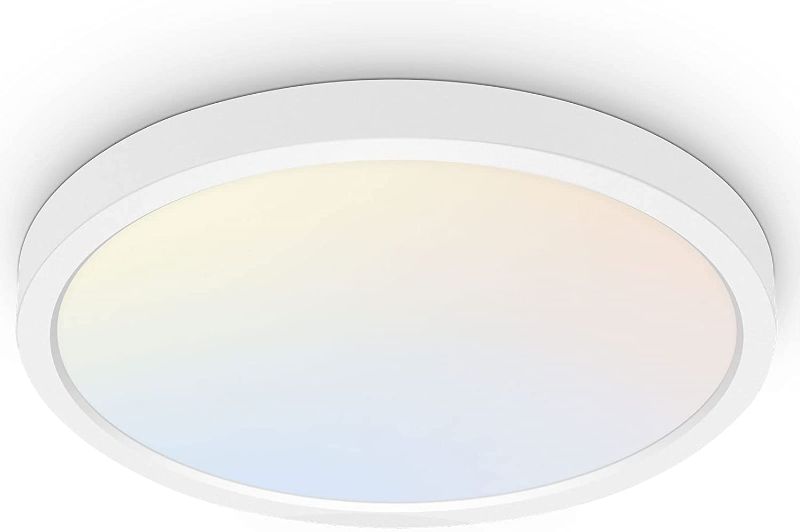 Photo 1 of 18 Inch LED Round Flat Panel Light, White, 32W, 3200lm, 3000K/4000K/5000K CCT Selectable, 120°Beam Angle, Dimmable Edge-Lit Flush Mount Ceiling Light Fixture - ETL Listed
