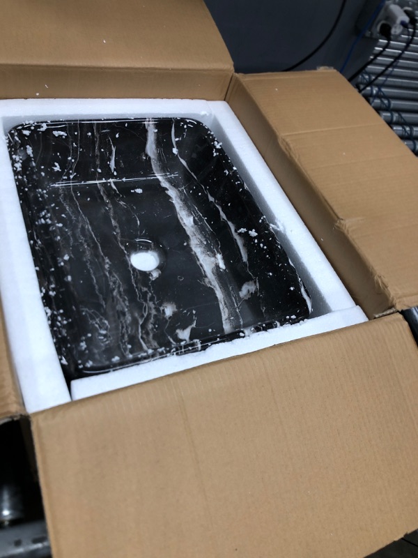 Photo 1 of 19"x15" Rectangle Porcelain Ceramic Bathroom Vessel Sink Modern Above Counter Bathroom Sink Marble Vanity Sink Art Basin

