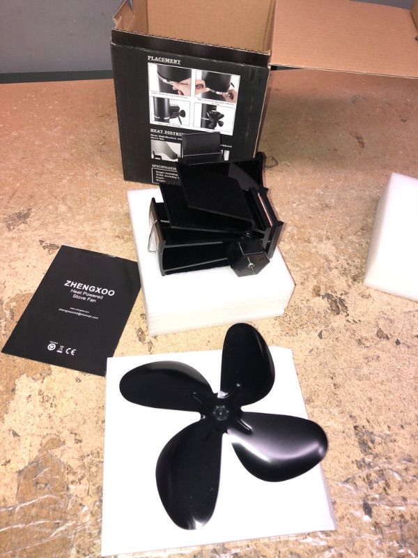 Photo 1 of ZHENGXOO Wood Stove Fan 4 Blades Heat Powered, Wood Burning Stove Fan for Wood/Log Burner/Fireplace, Auto Start (Non-Electric)