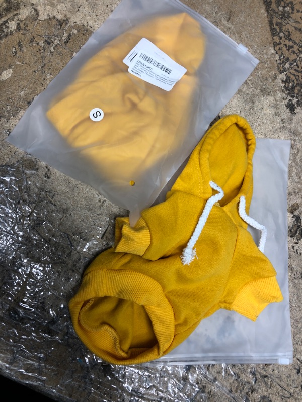 Photo 1 of Hozz Yellow Dog Hoodie Winter Dog Sweatshirt with Leash Hole Warm Dog Clothes for Small Dog Sweater Chihuahua Coat Clothing Puppy Custume S Small (Pack of 2) Pure Yellow