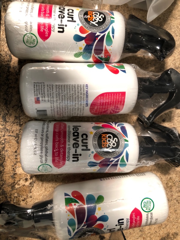 Photo 2 of 4pack - SoCozy, Curl Spray LeaveIn Conditioner For Kids Hair Detangles and Restores Curls No Parabens Sulfates Synthetic Colors or Dyes, Jojoba Oil,Olive Oil & Vitamin B5, Sweet-Pea, 8 Fl Oz 8 Fl Oz (Pack of 1)