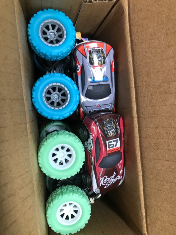 Photo 2 of 8 Pack Friction Powered Cars Vehicles Toys for Boys and Girls.4 Pack Rotating Stunt Car Toys,Vibration inertial car.4 Pack Mini Alloy Race car