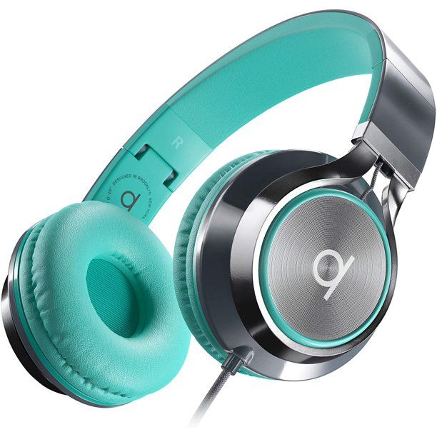 Photo 1 of USED: Artix CL750 Foldable Noise Isolating On Ear Headphones Wired with Microphone and Volume Control, Stereo Head Phones Corded with Adjustable Headband for Computer, Laptop and Cell Phone (Turquoise/Gray)
