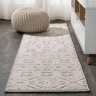 Photo 1 of 2 X8 Citta High-Low Pile Mediterranean Tile Indoor/Outdoor Runner Rug Beige - JONATHAN Y
