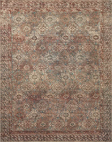 Photo 1 of Amber Lewis X Loloi Billie Collection BIL-04 Aqua / Rust, Traditional 2'-6" X 7'-6" Runner Rug
