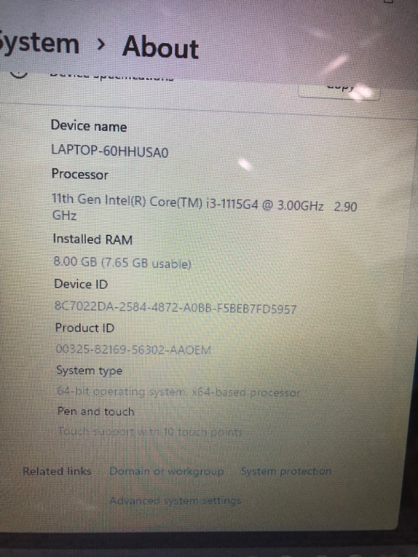 Photo 5 of HP 15 Laptop, 11th Gen Intel Core i3-115GG4 Processor, 8 GB RAM, 256 GB SSD Storage, 15.6” Full HD IPS Display, Windows 10 Home, HP Fast Charge, Lightweight Design (15-dy2021nr, 2020)
