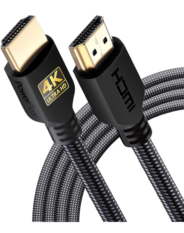 Photo 1 of PowerBear 4K HDMI Cable 10 ft | High Speed Hdmi Cables, Braided Nylon & Gold Connectors, 4K @ 60Hz, Ultra HD, 2K, 1080P, ARC & CL3 Rated | for Laptop, Monitor, PS5, PS4, Xbox One, Fire TV, & More
