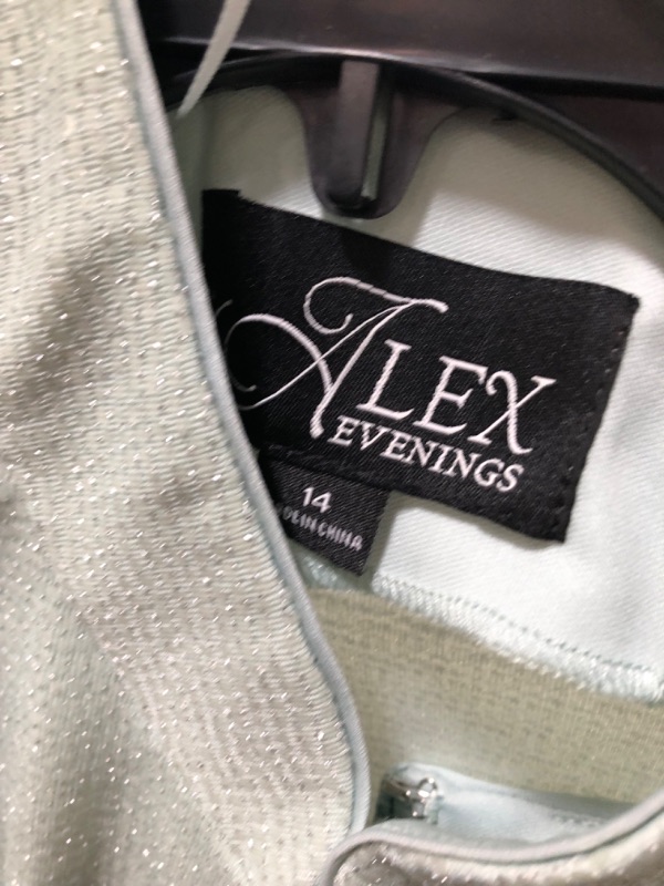 Photo 3 of Alex Evenings Women's Tea Length Mock Jacket Dress with Button Front 14 Mint Mandarin