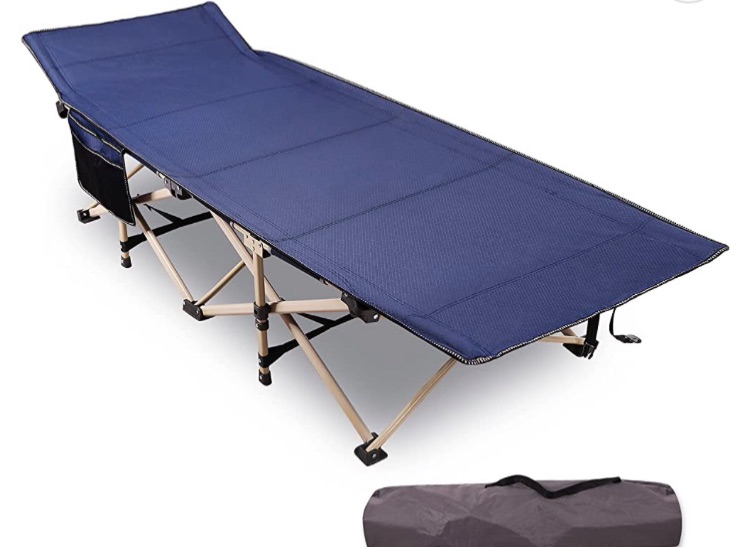 Photo 1 of  Folding Camping Cots for Adults Heavy Duty, 28" Extra Wide Sturdy Portable Sleeping Cot for Camp Office Use, Blue