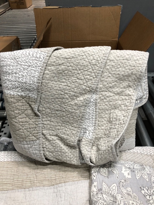 Photo 3 of 100% Cotton Basket Weave Thermal Bed Blanket and pillowcases Breathable Super Soft Layering All Season Light Weight for Home Decoration (Grey, Full/Queen) Grey Full/Queen